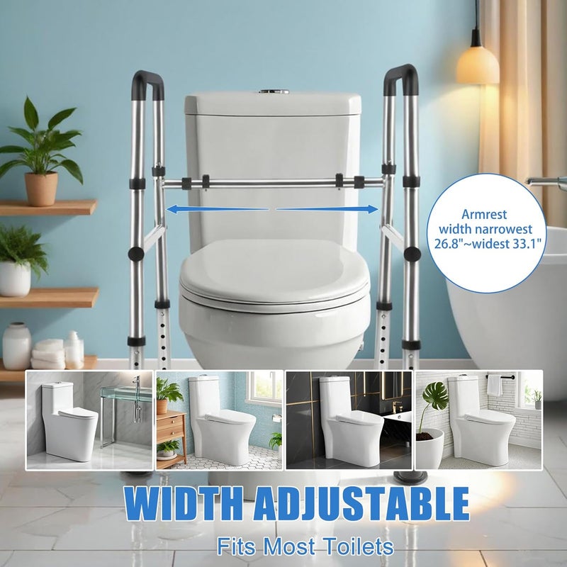 GOMTEFH Toilet Safety Rails, Adjustable Toilet Safety Frame & Rails, Toilet Safety Rail for Elderly Adults - Image 3